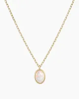 Opal Oval Charm Necklace