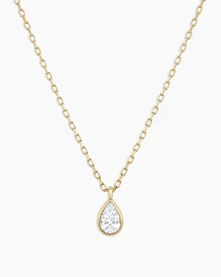 White Sapphire Pear Charm Necklace