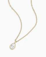 White Sapphire Pear Charm Necklace