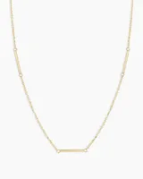 14k Gold Rose Bar Necklace