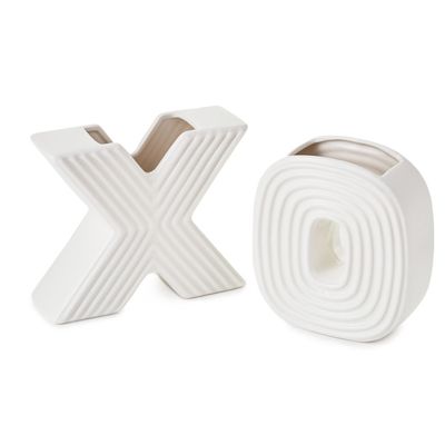 X and O Ceramic Vases, Set of 2