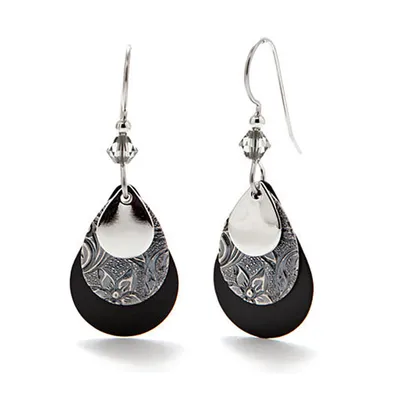 Silver Forest Black and Silver-Tone Layered Metal Teardrop Earrings for only USD 21.00 | Hallmark