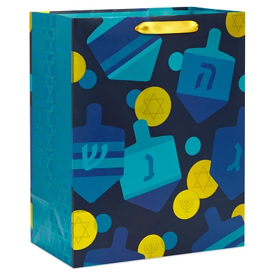 13" Dreidels and Gelt on Black Large Hanukkah Gift Bag for only USD 4.99 | Hallmark