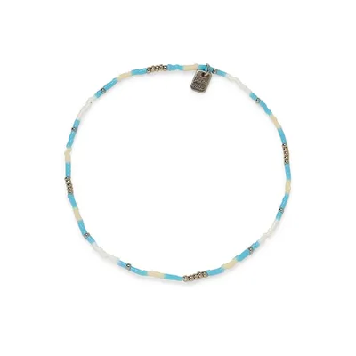 Pura Vida Ventura Turquoise Bead Silver Stretch Anklet for only USD 14.00 | Hallmark