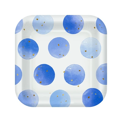 Blue Watercolor Dots Square Dessert Plates, Set of 8 for only USD 3.99 | Hallmark