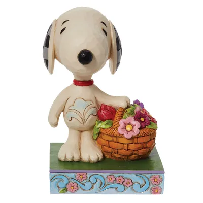 Jim Shore Peanuts Snoopy Basket of Tulips Figurine, 4.9" for only USD 56.99 | Hallmark