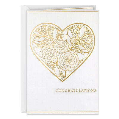 Gold Floral Heart Congratulations Wedding Card for only USD 5.99 | Hallmark