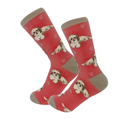 E&S Pets Tan and White Shih Tzu Novelty Crew Socks for only USD 11.99 | Hallmark