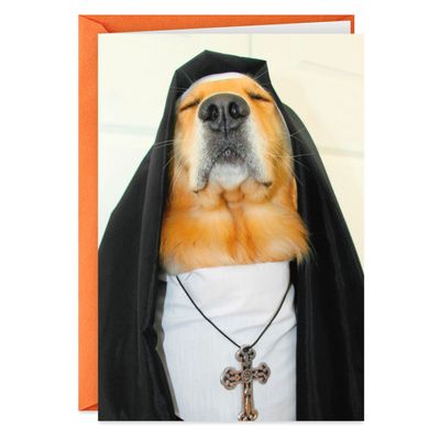 Nun Dog in Habit Funny Birthday Card