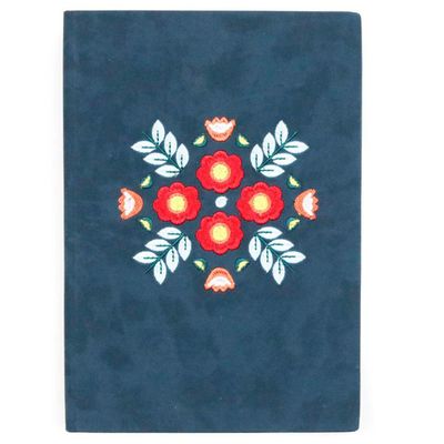 Embroidered Flowers Blue Journal
