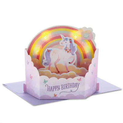 Unicorn Rainbow Musical 3D Pop-Up Birthday Card With Light for only USD 9.99 | Hallmark