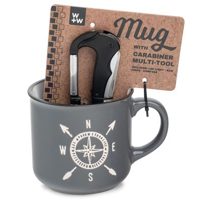 Compass Mug and Carabiner Multitool, Set of 2