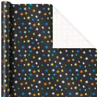 Colorful Stars on Black Wrapping Paper, 20 sq. ft. for only USD 4.99 | Hallmark