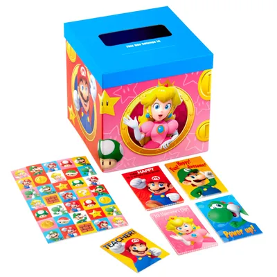 Nintendo Super Mario™ Kids Classroom Valentines Set With Cards, Stickers and Mailbox for only USD 9.99 | Hallmark