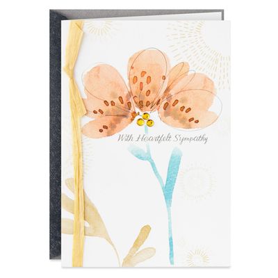 Heartfelt Wishes Watercolor Flower Sympathy Card