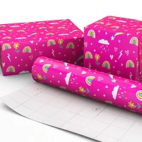 Rainbows and Flowers on Pink Jumbo Wrapping Paper, 90 sq. ft. for only USD 9.99 | Hallmark