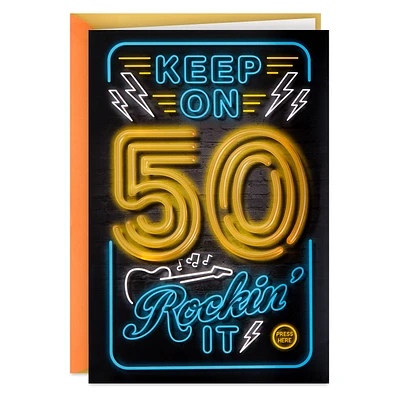 Keep On Rockin' It Musical Light-Up 50th Birthday Card for only USD 9.59 | Hallmark