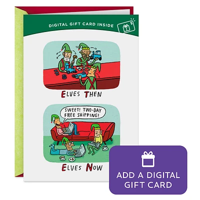 Elves Then and Now Gift Card Greeting Funny Christmas Card for only USD 4.99 | Hallmark