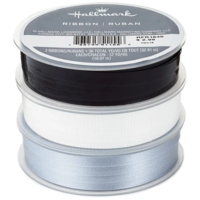 White/Black/Silver 3-Pack Curling Ribbon, 108' for only USD 2.99 | Hallmark