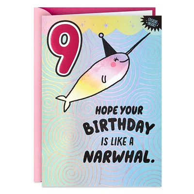 Narwhal 9th Birthday Card for Kid With Stickers for only USD 5.59 | Hallmark