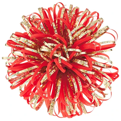 Coral and Gold Metallic Looped Pom Pom Gift Bow, 5" for only USD 3.99 | Hallmark
