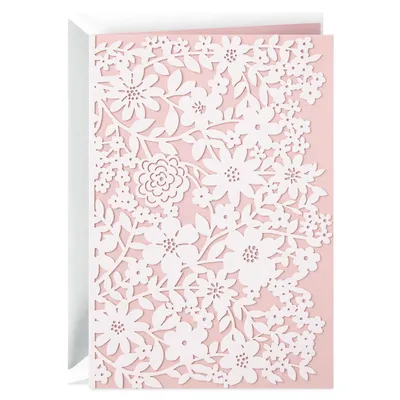 White Floral Lace on Pink Blank Card for only USD 6.99 | Hallmark