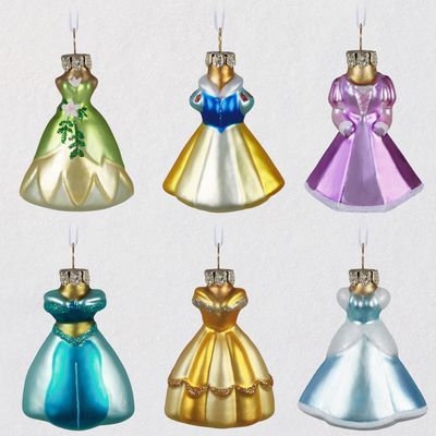Disney Princess Fit for a Princess Glass Ornaments, Set of 6