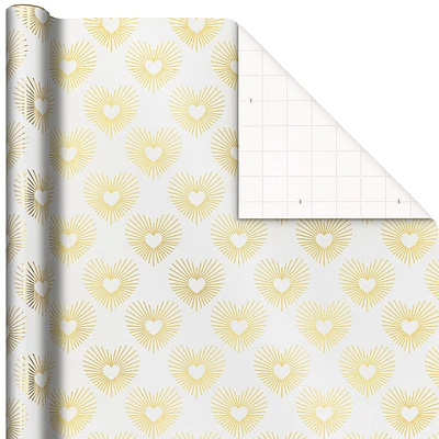 Gold Hearts on White Wrapping Paper, 15 sq. ft. for only USD 6.99 | Hallmark