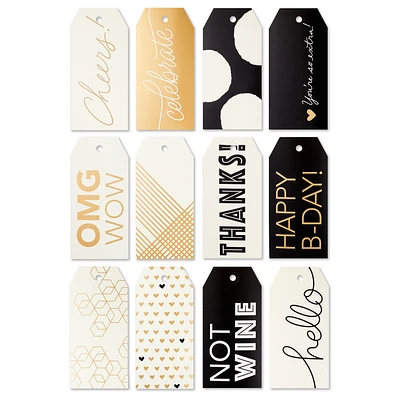 Assorted Black, White and Gold 12-Pack Gift Tags for only USD 4.99 | Hallmark