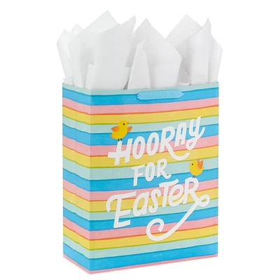 15.5" Chicks and Colorful Stripes XL Easter Gift Bag With Tissue Paper for only USD 6.99 | Hallmark