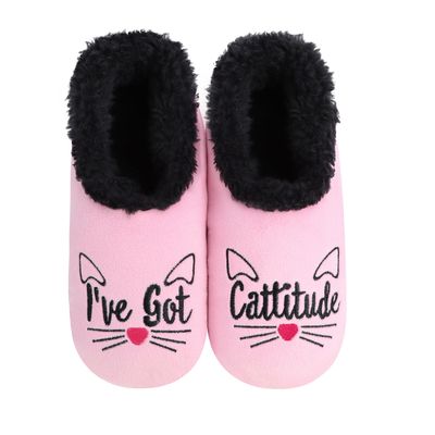 snoozies! I've Got Cattitude Women's Pairables Slippers, Small