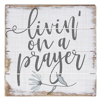 Sincere Surroundings Livin' on a Prayer Wood Pallet Sign, 6x6 for only USD 18.99 | Hallmark