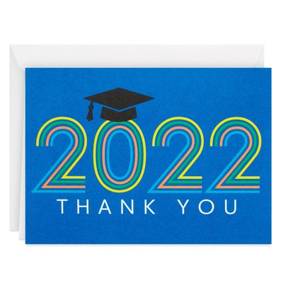 2022 Striped Lettering Blank Graduation Thank-You Notes, Pack of 40
