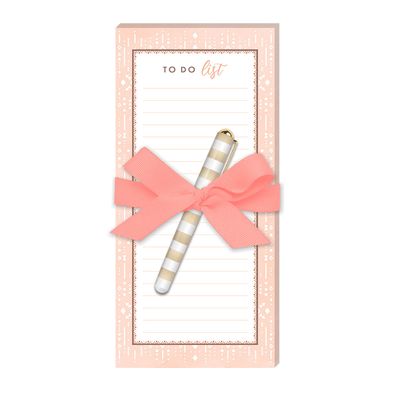 Lady Jayne Peach Diamonds Magnetic Notepad With Pen