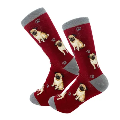 E&S Pets Fawn Pug Novelty Crew Socks for only USD 11.99 | Hallmark