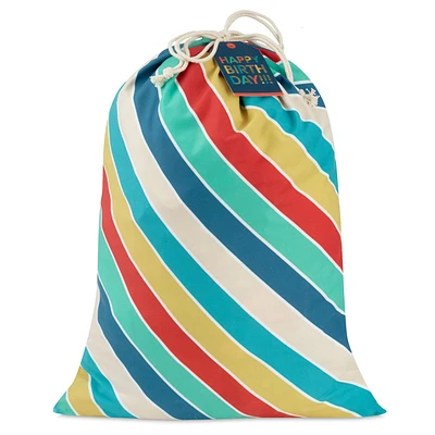 28" Bold Diagonal Stripes Birthday Canvas Gift Sack With Gift Tag for only USD 14.99 | Hallmark