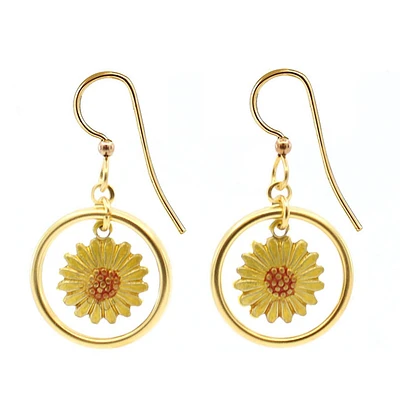 Silver Forest Yellow Sunflower Gold Metal Drop Earrings for only USD 17.00 | Hallmark