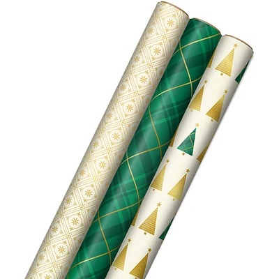 Gold and Green 3-Pack Christmas Wrapping Paper Assortment, 120 sq. ft. for only USD 16.99 | Hallmark