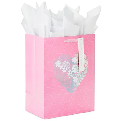 17" Pink Floral Heart XL Mother's Day Gift Bag With Tissue for only USD 8.99 | Hallmark
