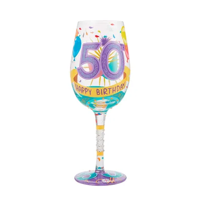 Lolita Happy 50th Birthday Handpainted Wine Glass, 15 oz. for only USD 29.99 | Hallmark