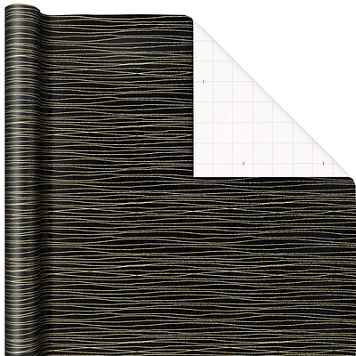 Gold Stripes on Black Wrapping Paper, 17.5 sq. ft. for only USD 4.99 | Hallmark