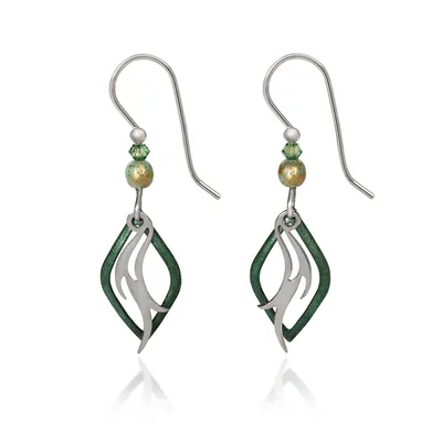Silver Forest Green and Silver-Tone Flame Layered Metal Drop Earrings for only USD 17.00 | Hallmark