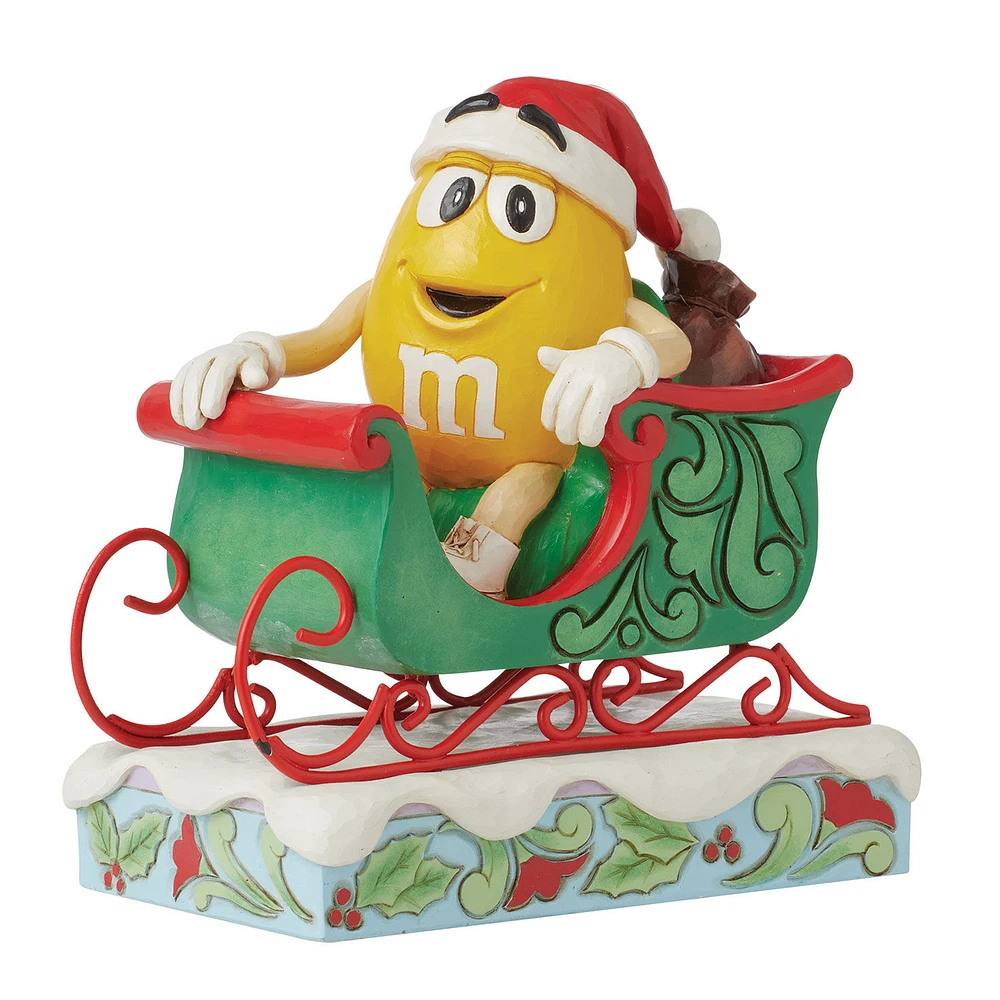 Jim Shore M&M'S Yellow in Sleigh Figurine, 5.7" for only USD 54.99 | Hallmark