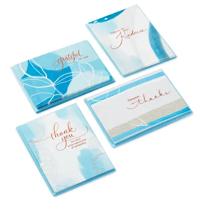 Blue Watercolor Assortment Blank Sympathy Thank-You Notes, Pack of 24 for only USD 14.99 | Hallmark