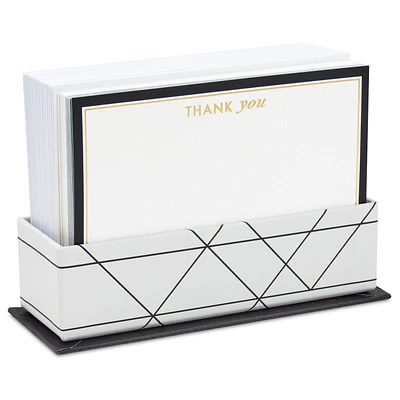 Black and Gold Blank Flat Note Cards in Caddy, Pack of 40 for only USD 14.99 | Hallmark