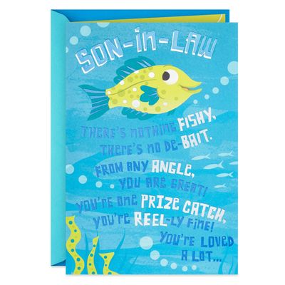 Fishing Puns Funny Pop-Up Father's Day Card for Son-in-Law