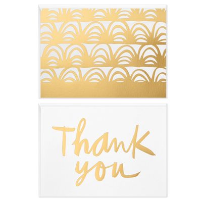Modern Gold Assorted Blank Thank-You Notes, Box of 50