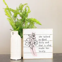 She Talked to God Petite Pallet Wood Sign, 8x8 for only USD 24.99 | Hallmark