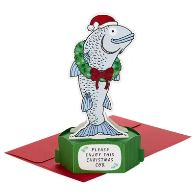 Christmas Cod Fish Pun Funny 3D Pop-Up Christmas Card for only USD 7.99 | Hallmark