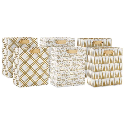 6.5" Ivory and Gold 6-Pack Assorted Small Christmas Gift Bag Bundle for only USD 7.99 | Hallmark